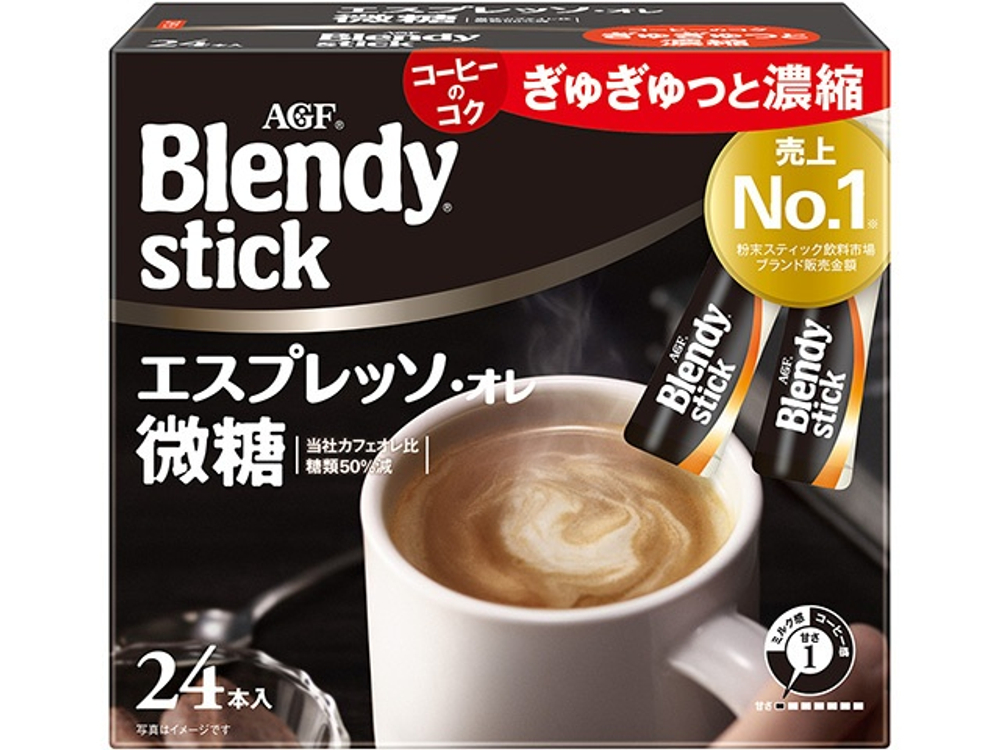 Напиток кофейный AGF Blendy stick эспрессо, с молоком и пониженным содержанием сахара, 24x5.8 г
