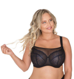 Бюстгальтер-топ plus size с изысканной вышивкой (Размер: 105E) (Цвет: черный)