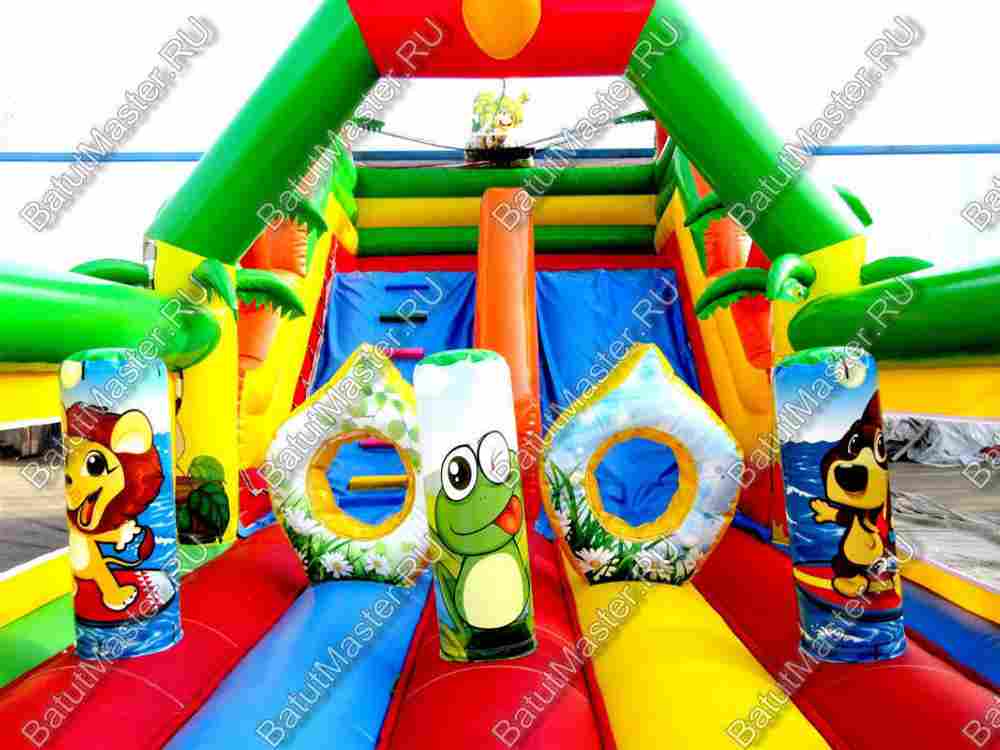 Коммерческий надувной батут "В гостях у жирафа", 9x4x5 м