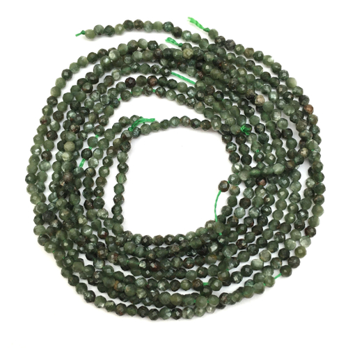 Серафинит граненый 2 мм, бусины (нить 38 см)