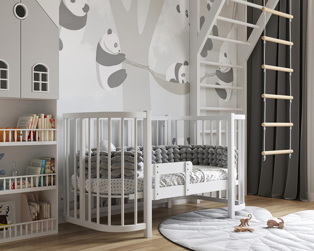 Кроватка детская Dreams Store Smart с маятником 1000201 Белый/Белый + 1001001 Белый