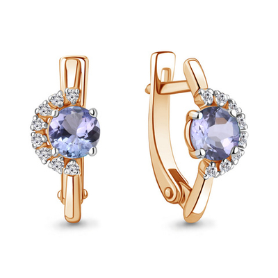943033к Серьги из Золота с бриллиантами, танзанитами