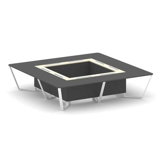 Steel Meet Стол переговорный квадратный KMK-PR.B.SP-16K Антрацит/Ваниль Глянец/Металл Белый 3200*320