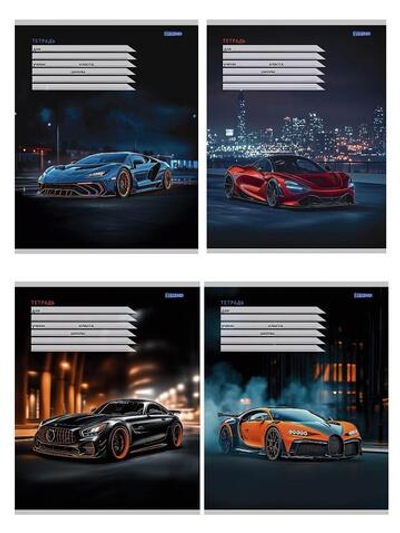 Тетрадь А5 12л. косая линия "Разные автомобили-3" мелов.облистер 4 дизайна (Проф-Пресс)