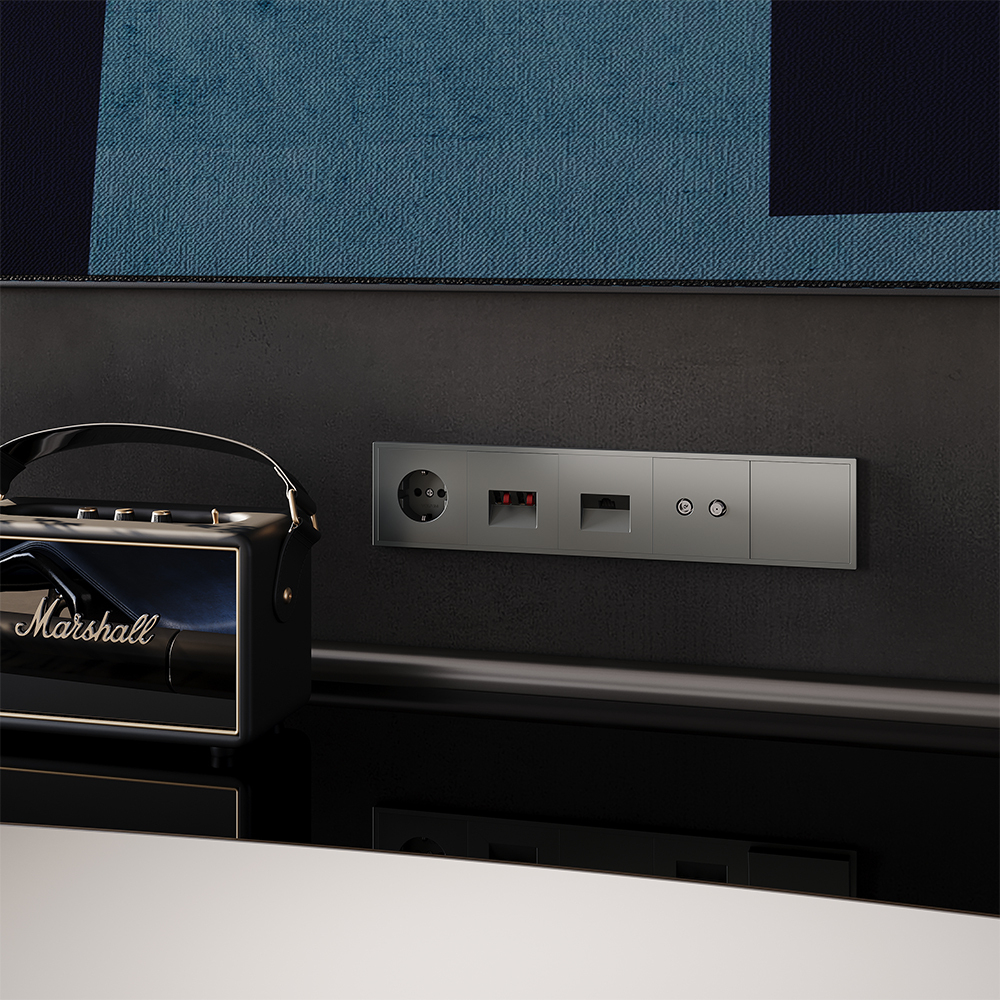 Розетка телевизионная встраиваемая VOLTUM S70 оконечная TV+SAT, (титан)