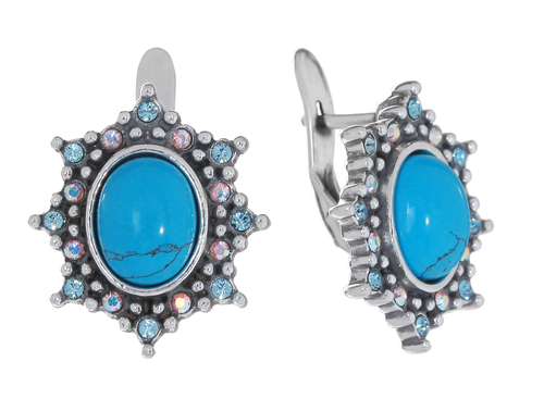 "Нимб"  серьги в серебряном покрытии из коллекции " Aura-X" от Jenavi  с английским замком