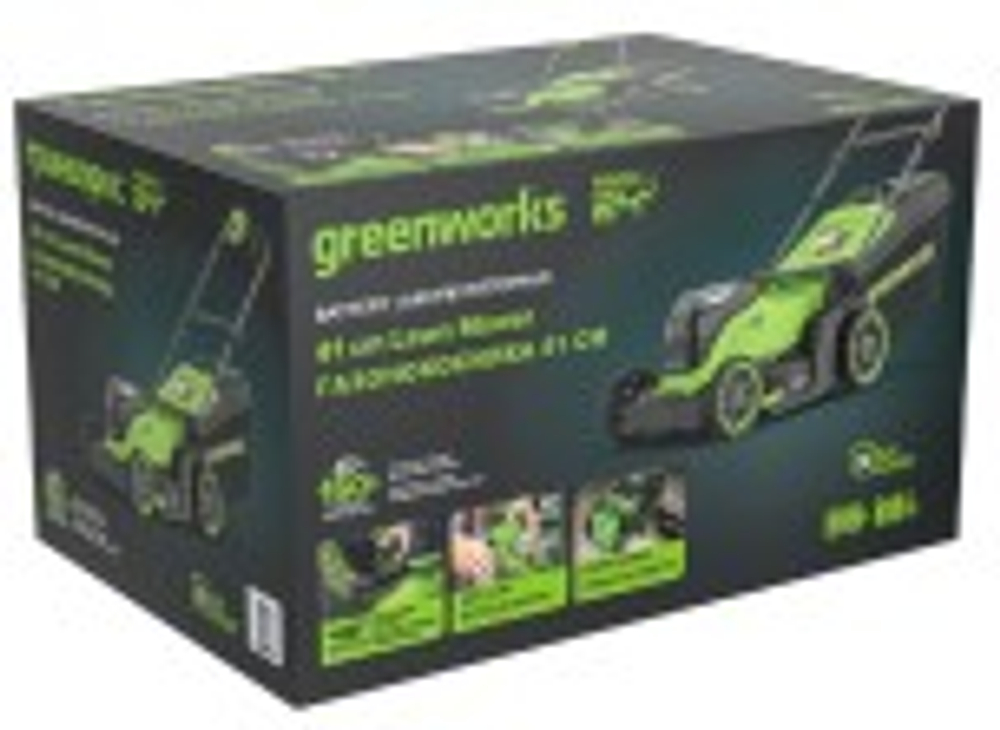 Газонокосилка аккумуляторная GREENWORKS 2520907 2x24V, 41 см, бесщеточная, без АКБ и ЗУ