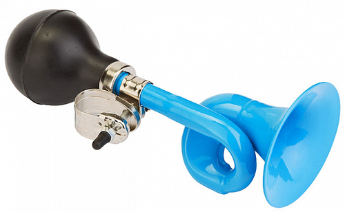 Клаксон 86B-02 сталь/резина, чёрно-голубой