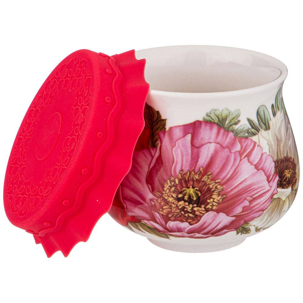 Баночка с силиконовой крышкой 180мл "Маки"