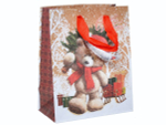 Пакет бумажный 12*15*6,7см с ручками крафт "Новогодний" микс