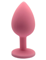 Средняя анальная пробка нежно-розовая с сиреневым кристаллом (Цвет: розовый с сиреневым)