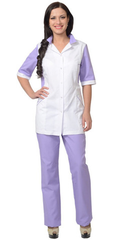 Костюм "ИОНА" женский: куртка, брюки, белый с сиреневым