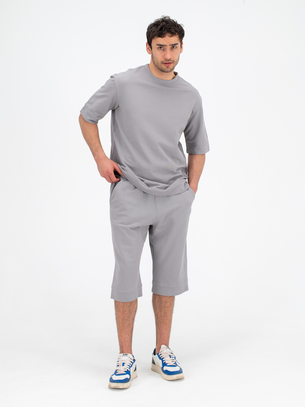 Костюм хлопковый с шортами. Грей