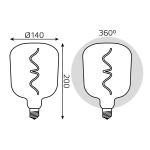 Лампа Gauss LED Filament V140 5W 200lm 1800К Е27 black-clear flexible 1008802105