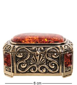 Народные промыслы AM-3268 Шкатулка «Ларец» (латунь, янтарь)