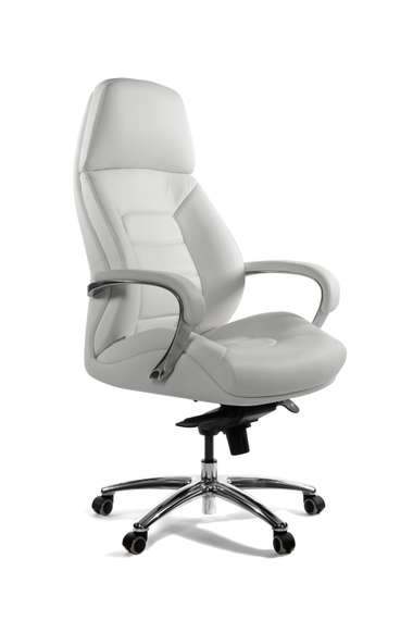 Кресло офисное Норден / Порше / Porsche / слоновая кость кожа / алюминий крестовина