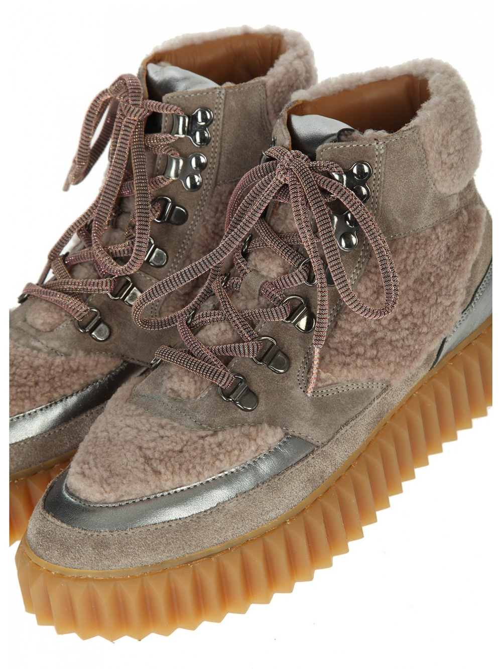 Кеды высокие жен. Voile Blanche EVA серый с мехом роз.