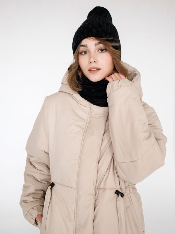 Пуховик зимний женский бежевый - фото 9