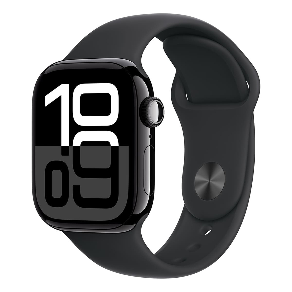 Apple Watch Series 10, 42 мм корпус из алюминия цвета «Jet Black», ремешок Sport Band размера M/L цвета «Black»