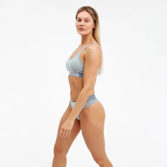 Комплект женский (топ с тонкими лямками, трусы), цвет серый МИКС, размер 44-46
