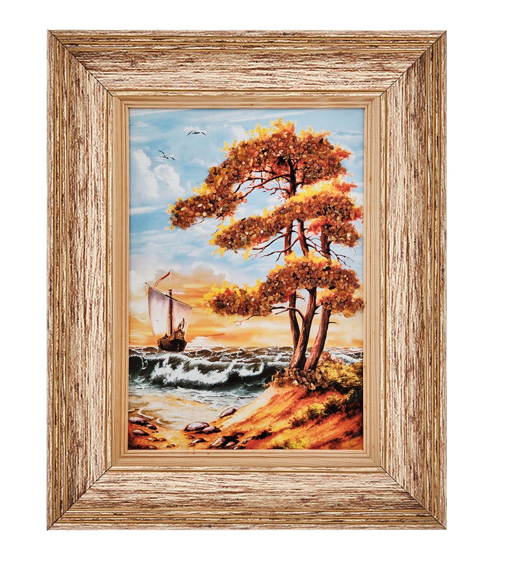 AMB-01/27 Картина «Отражение мечты» (с янтарной крошкой) пласт.рамка 33х42см