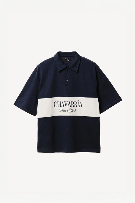 ZARA X WILLY CHAVARRIA ПОЛО ОВЕРСАЙЗ, ТЕМНО-СИНИЙ