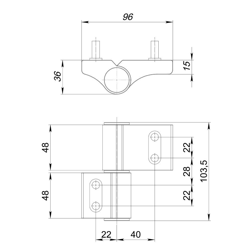 Петля дверная IN-U2B1-120-2 RAL 9016 белый