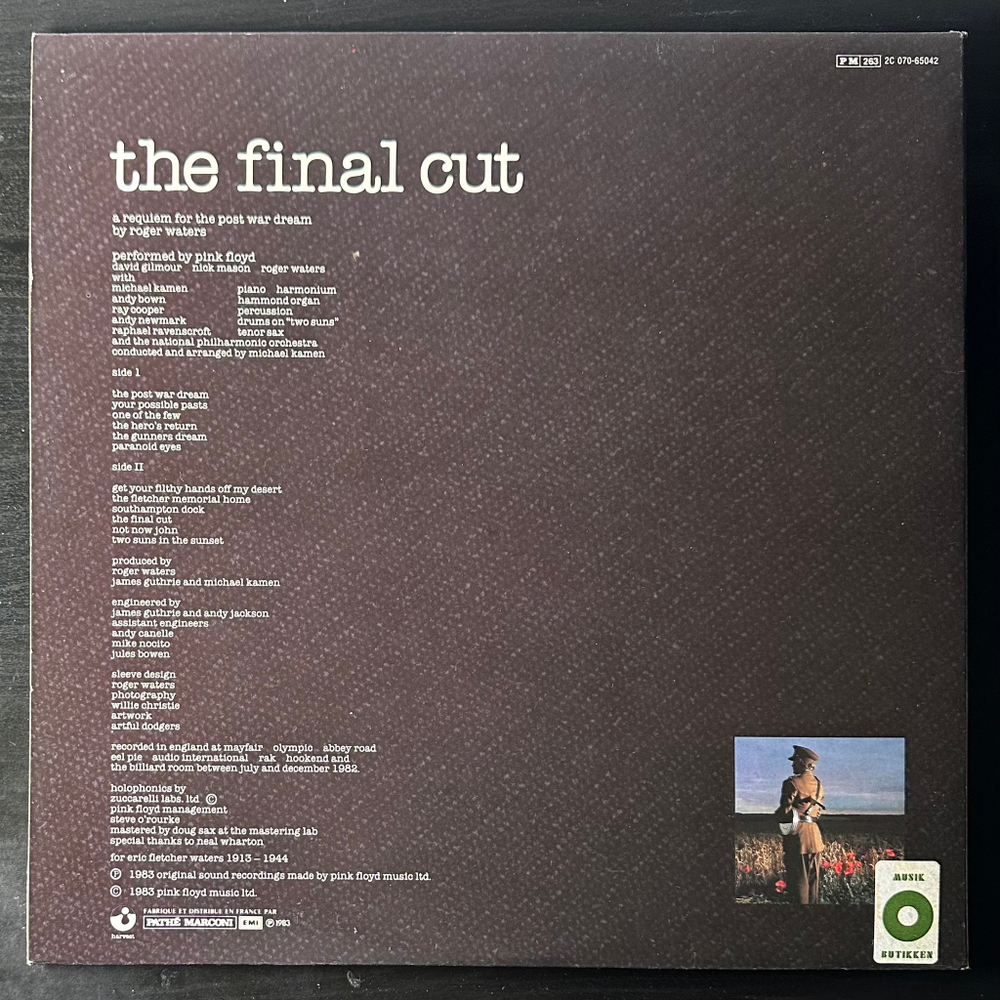 Pink Floyd ‎– The Final Cut (Франция 1983г.)