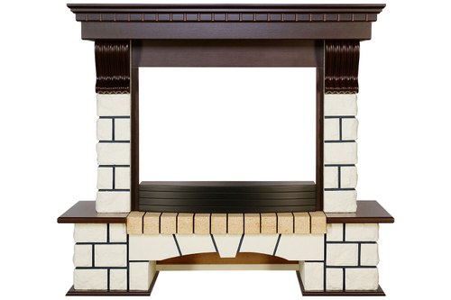 Каминокомплект Pierre Luxe - Темный дуб / Белый (Высота 1075мм) с очагом Dioramic 26 LED FX