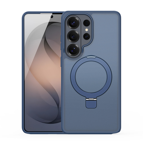 Чехол темно-синего цвета с MagSafe для Samsung Galaxy S26 Ultra, серия Yind Series Case от Dux Ducis (версия с магнитной откидной подставкой)