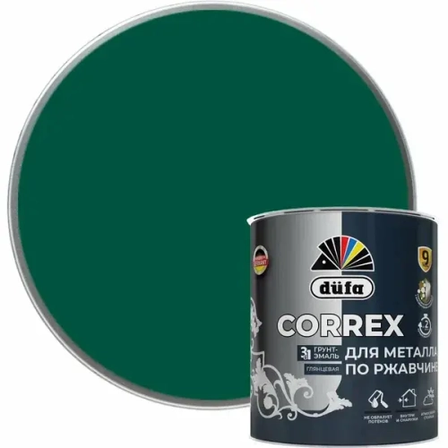 Грунт-эмаль Dufa CORREX 3 в 1 для металла по ржавчине RAL-6005 зеленый мох
