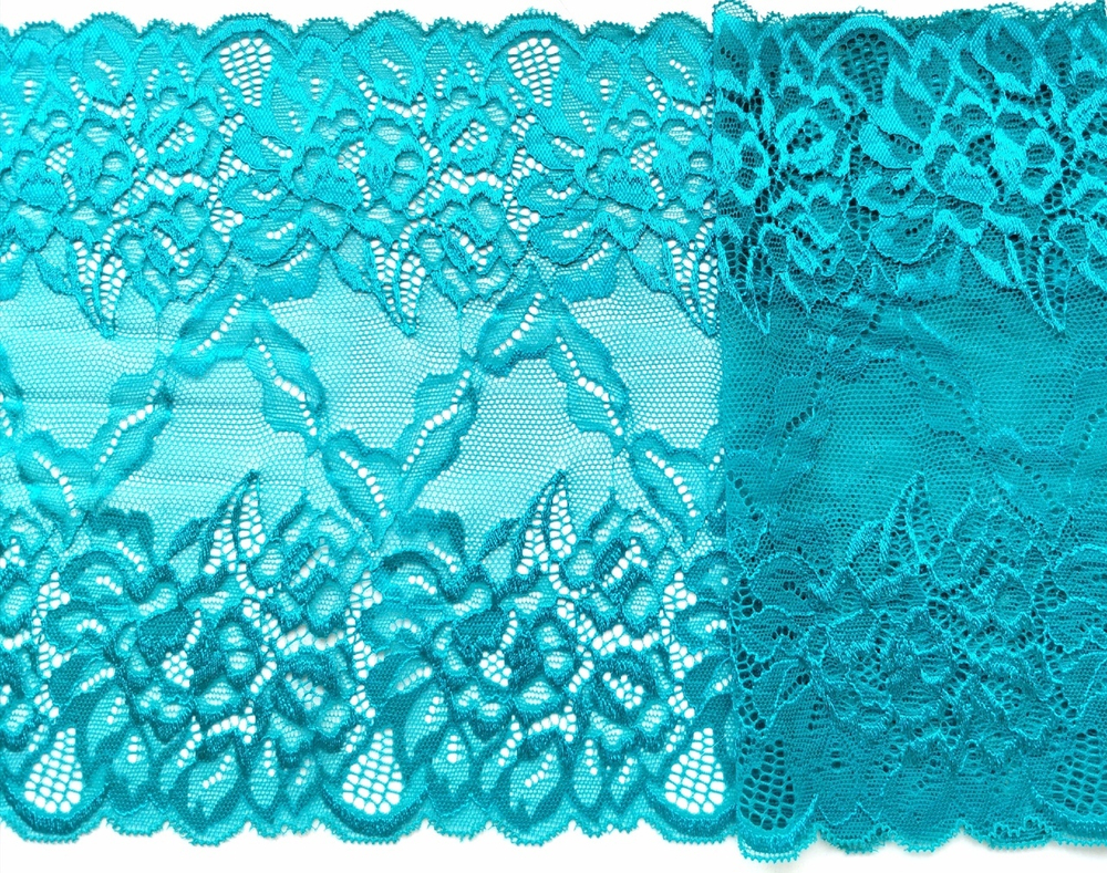 Эластичное кружево, 22 см, яркая бирюза, (Арт: EK-1055), м
