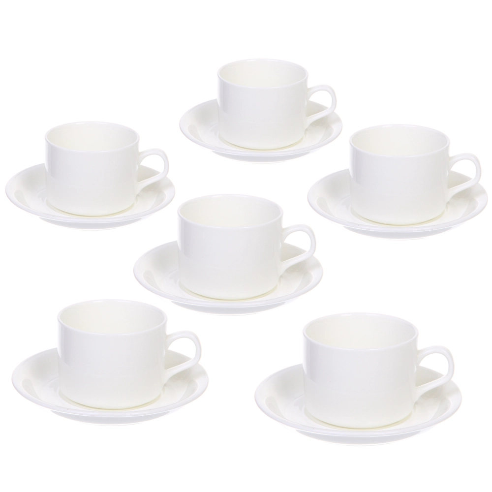 Чайный набор 12 предметов «White magic» (6 кружек 200мл+6 блюдец), прямая кружка