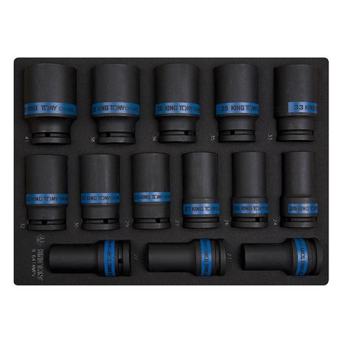 KING TONY (9-6414MPV) Набор ударных глубоких торцевых головок 3/4", ложемент, 14 предметов