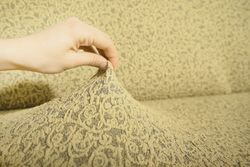 Чехол на стул с оборкой Жаккард, цвет Бежевый