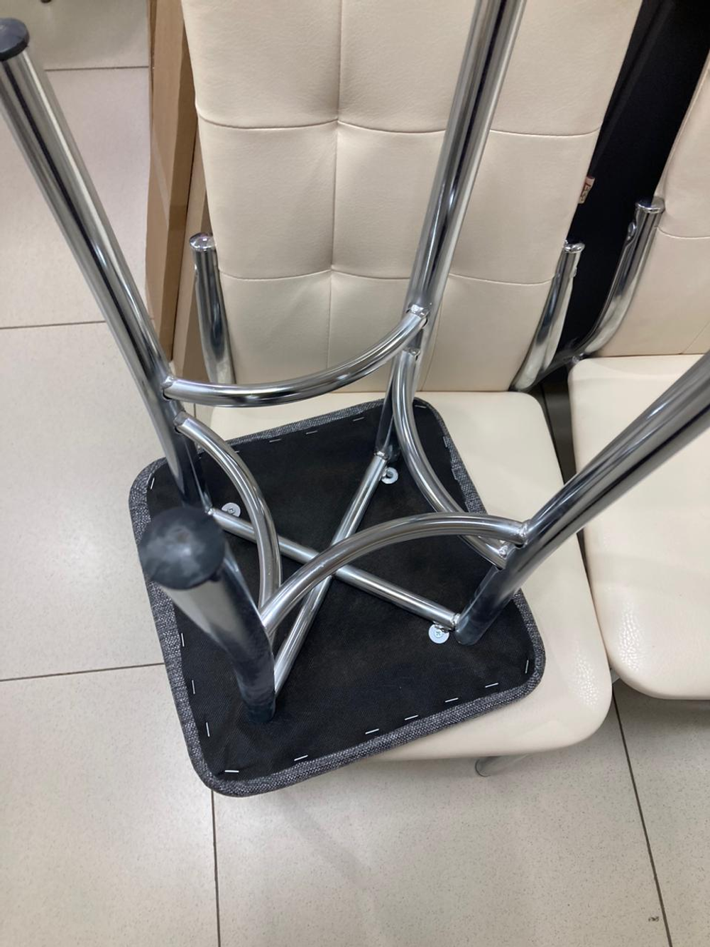 Табурет Квадрат каркас хром основание рогожка серая