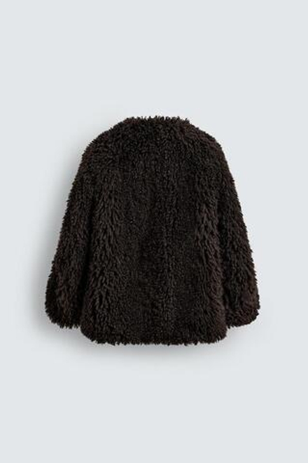 ZARA HARRY LAMBERT X DISNEY ПАЛЬТО ОВЕРСАЙЗ ИЗ ИСКУССТВЕННОГО МЕХА, КОРИЧНЕВЫЙ