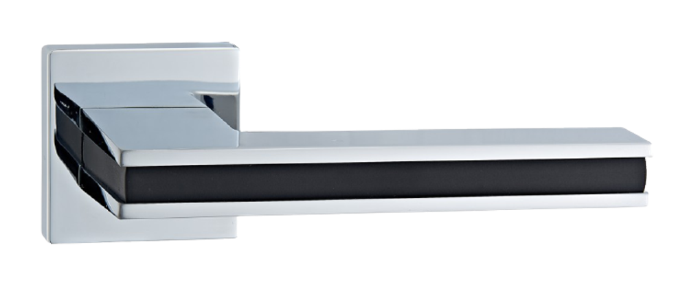 Ручка цинковая на тонком квадратном основании ABRISS R50.187 CP/BL (Хром/Черная вставка)
