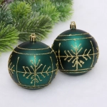 Новогодние шары «Сияние» 8 см (набор 2 шт), Изумруд