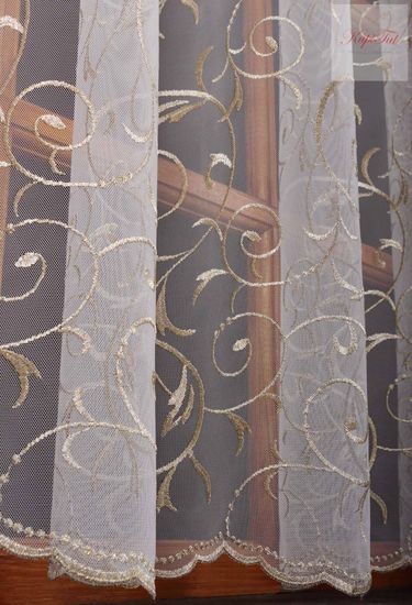 Микросетка с вышивкой Вензель (золото)