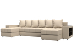Диван П-образный Дубай полки справа, Бежевый, Экокожа, 31518R