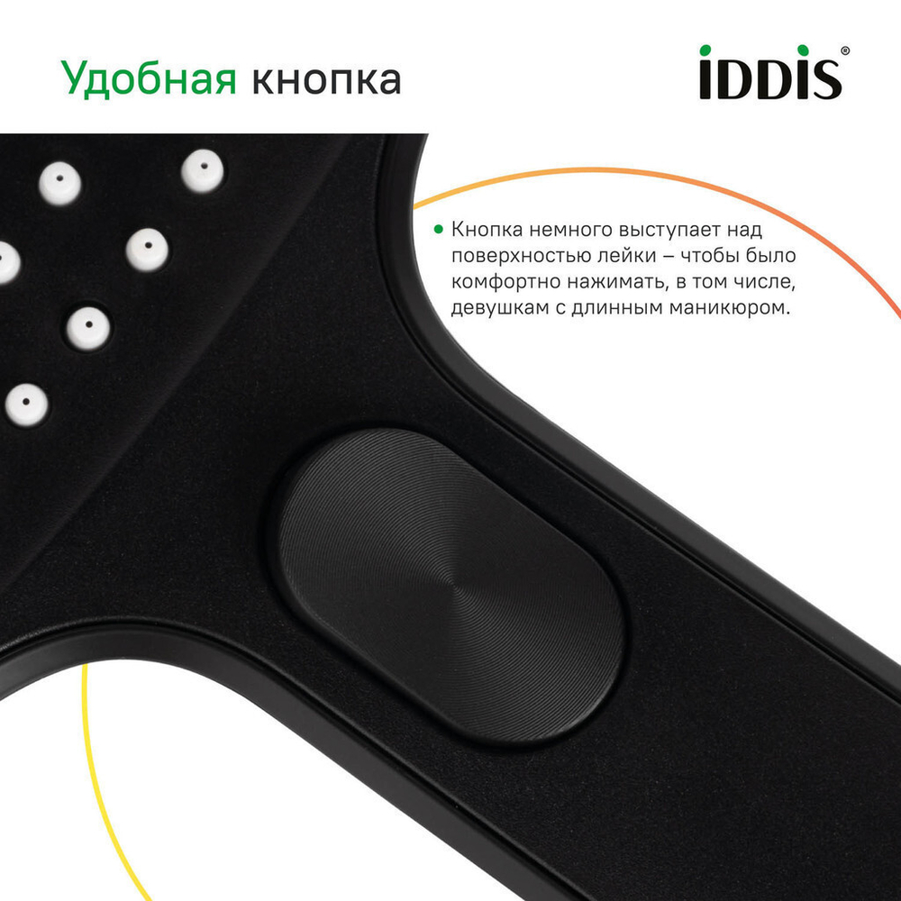Лейка для душа IDDIS ESP3FBSi18 "Esper" квадрат, 3 режима ЧЕРНЫЙ матовый, коробка
