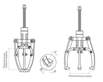 Цена на МАСТАК (100-75011) Съемник подшипников 3-х захватный 270 мм, самоцентрирующийся