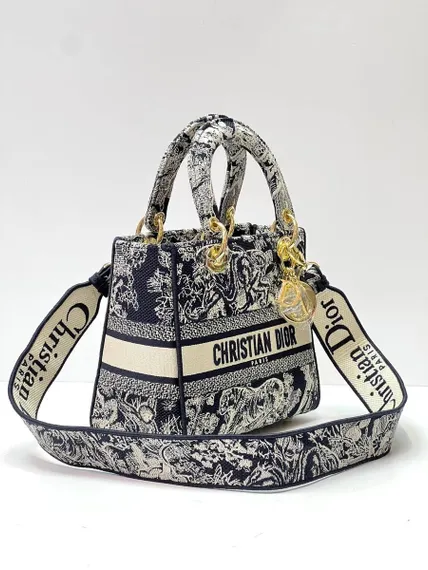 Сумка женская Dior Lady D-lite, модель среднего формата синий