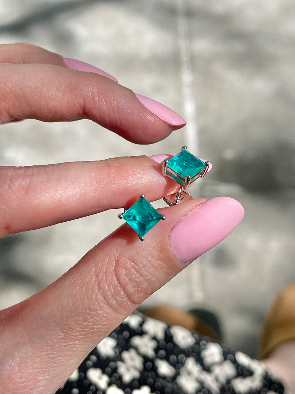 Серьги-гвоздики Ermolov параиба квадрат