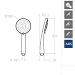 Душевая лейка 100мм рычаг 3 режима ABS 5840T3