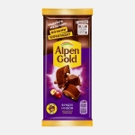 Молочный шоколад с фундуком и изюмом Alpen Gold 80г