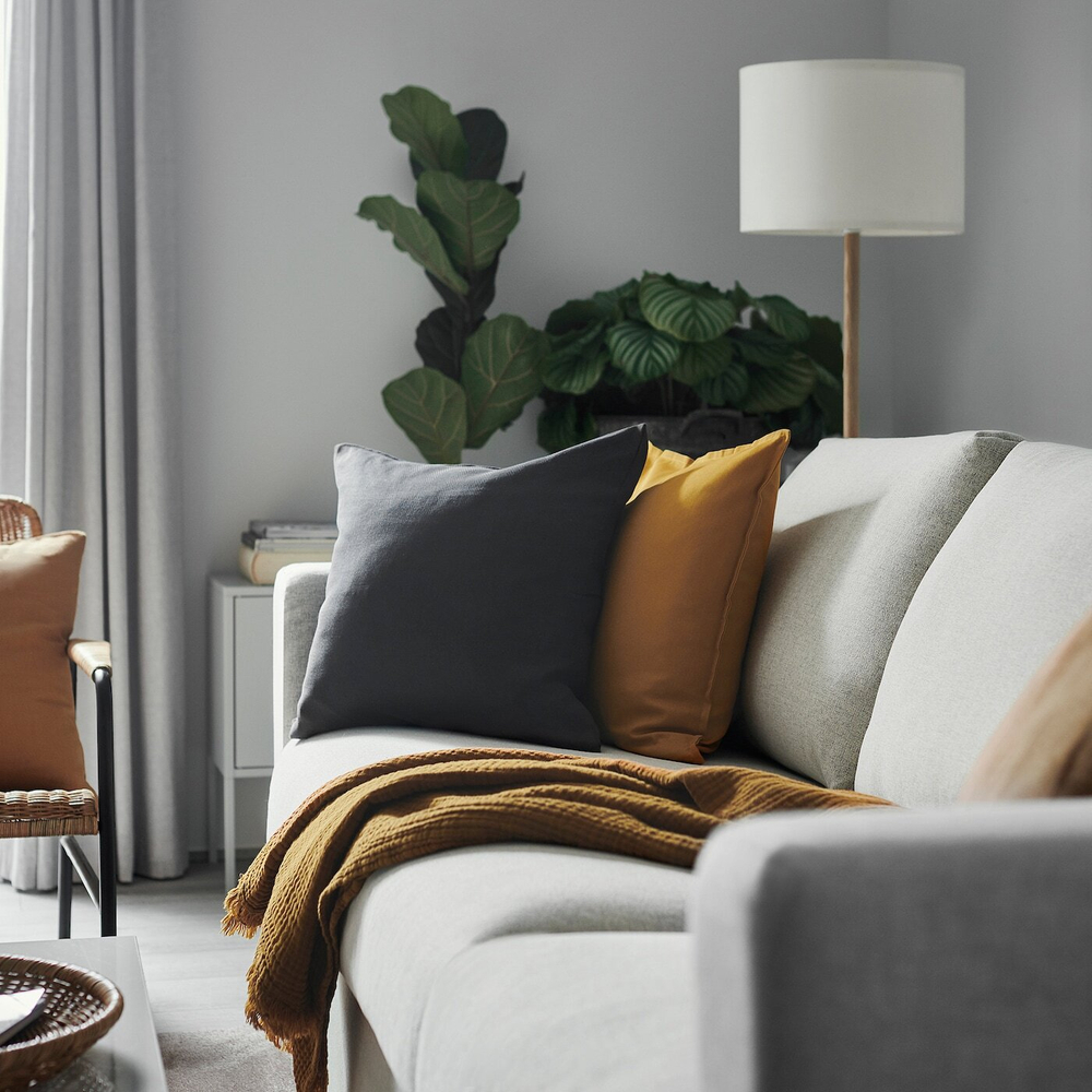 IKEA PRAKTSALVIA  (ИКЕА ПРАКТСАЛВИА)  -  Наволочка, антрацит, 50x50 см