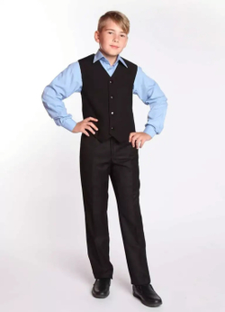 Жилет жилетка для мальчика класический классика школьные строгий деловой черный костюмный на пуговицах