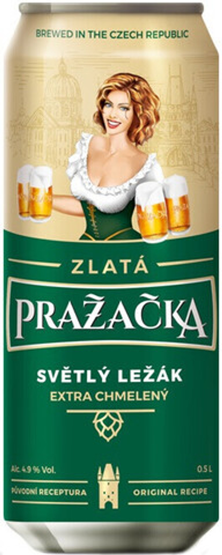 Пиво Пражечка Злата Светлый Лежак / Prazacka Zlata 0.5 - банка